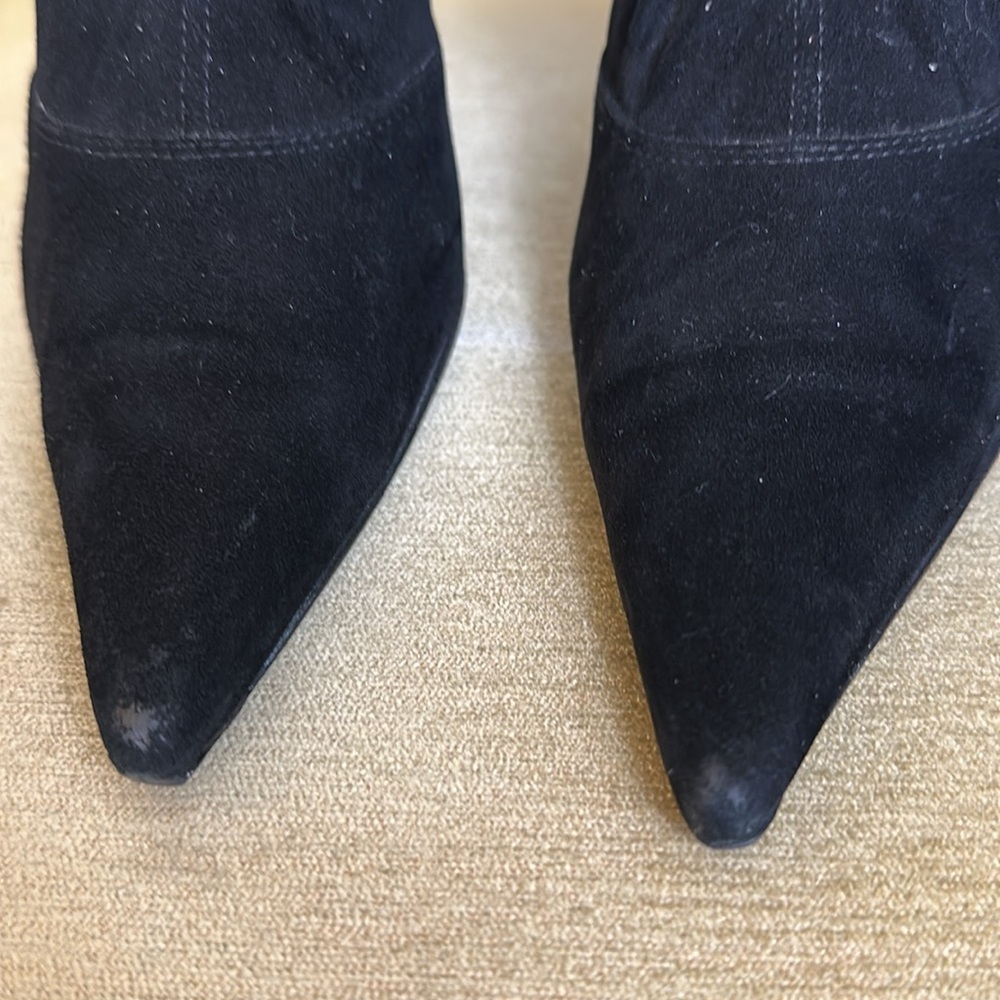 Sergio Rossi Black Stretchy Suede Pointed Toe Sock Knee-High Boots Size 38 / 7.5 - Picture 7 of 13